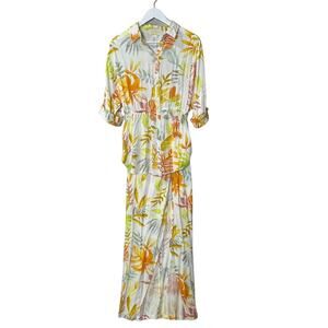 L*Space 2 Piece Pacifica Tunic & Mia Beach Cover-Up Leaf Print Women's Small NWT